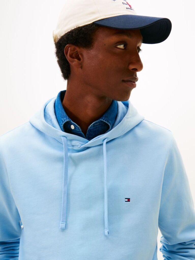 Μπλε Hoody Από Βαμβακερό Terry Με Κεντητό Σημαιάκι  Άνδρες