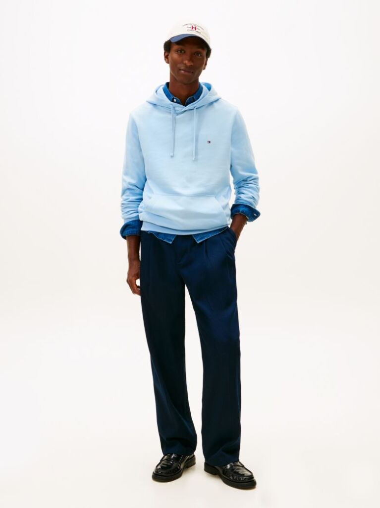 Μπλε Hoody Από Βαμβακερό Terry Με Κεντητό Σημαιάκι  Άνδρες