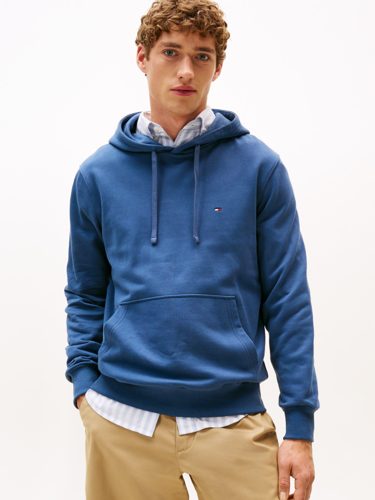 Μπλε Hoody Από Βαμβακερό Terry Με Κεντητό Σημαιάκι  Άνδρες