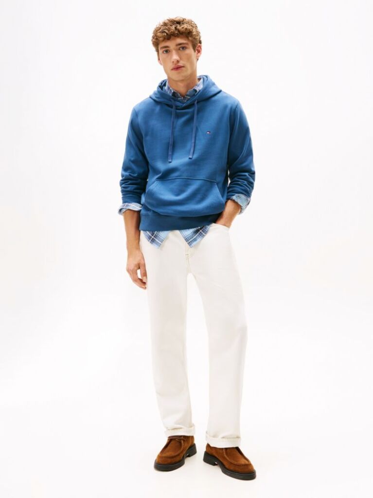 Μπλε Hoody Από Βαμβακερό Terry Με Κεντητό Σημαιάκι  Άνδρες