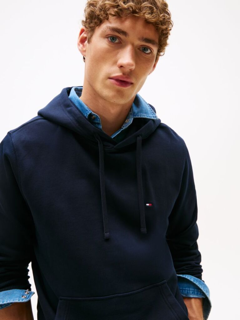 Μπλε Hoody Από Βαμβακερό Terry Με Κεντητό Σημαιάκι  Άνδρες