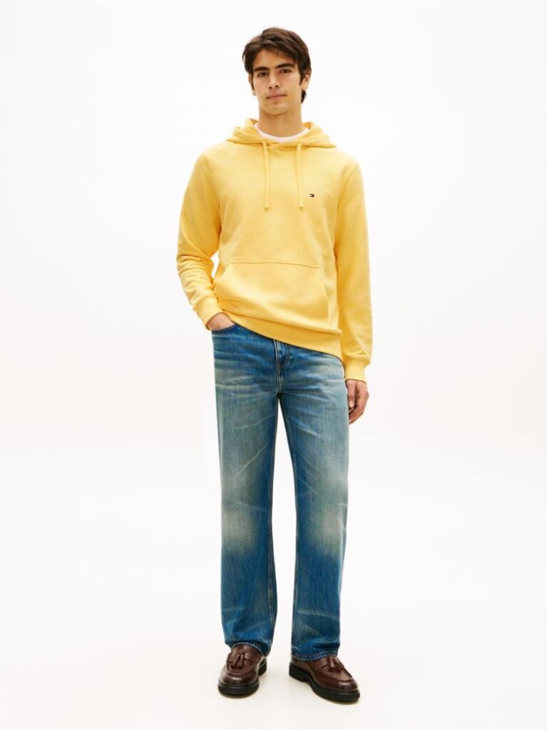 Κίτρινο Hoody Από Βαμβακερό Terry Με Κεντητό Σημαιάκι  Άνδρες