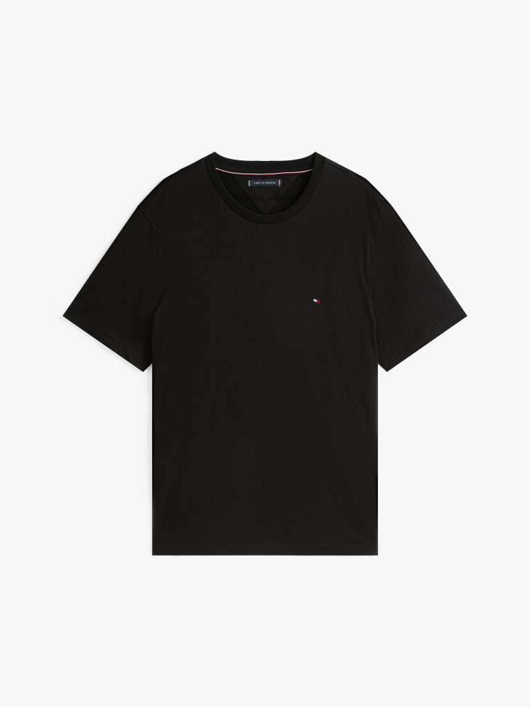 Μαύρο T-Shirt Με Κλασική Λαιμόκοψη Και Κεντητό Σημαιάκι  Άνδρες