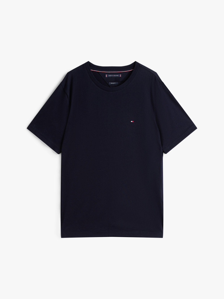 Μπλε T-Shirt Με Κλασική Λαιμόκοψη Και Κεντητό Σημαιάκι  Άνδρες