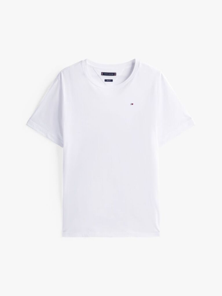 Άσπρο T-Shirt Με Κλασική Λαιμόκοψη Και Κεντητό Σημαιάκι  Άνδρες