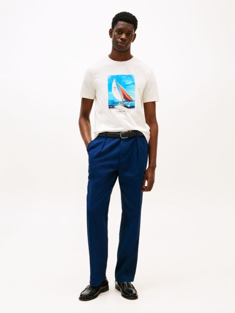 Άσπρο T-Shirt Από Βαμβάκι Με Σχέδιο  Άνδρες