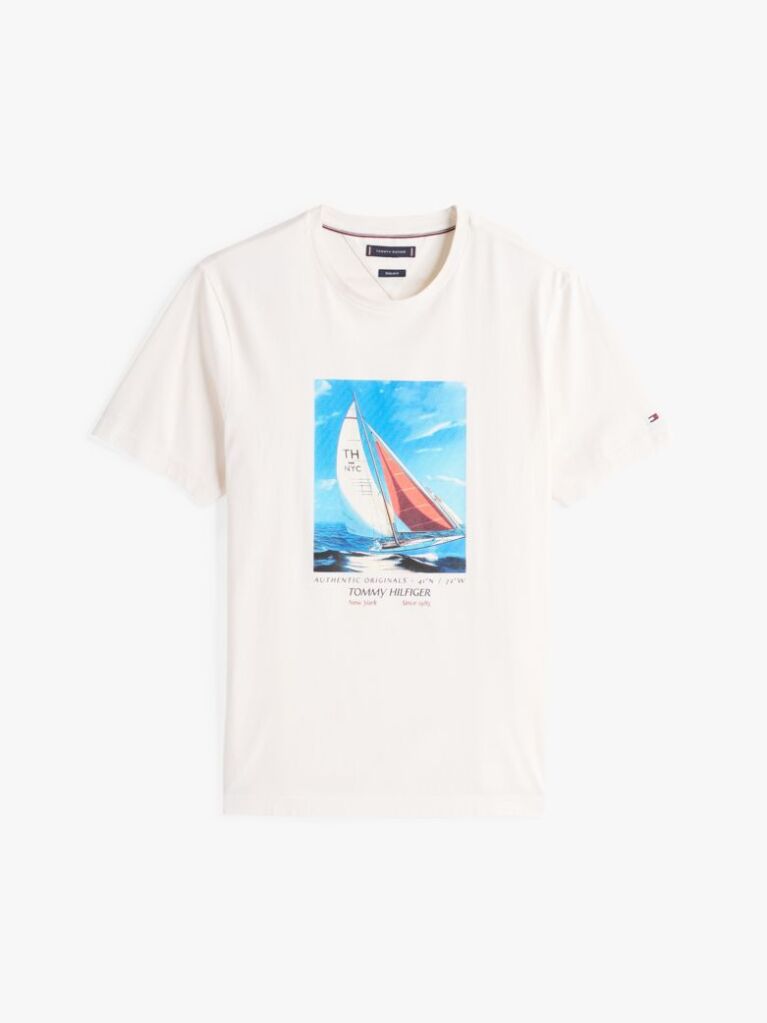 Άσπρο T-Shirt Από Βαμβάκι Με Σχέδιο  Άνδρες