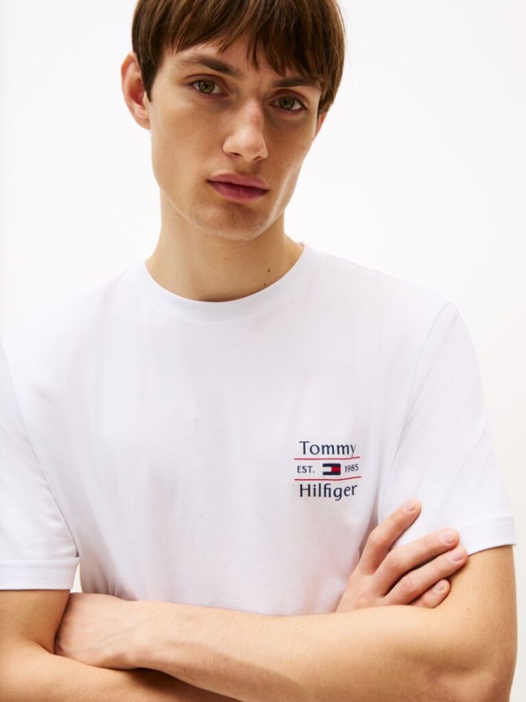 Άσπρο T-Shirt Με Λογότυπο Και Κανονική Λαιμόκοψη  Άνδρες