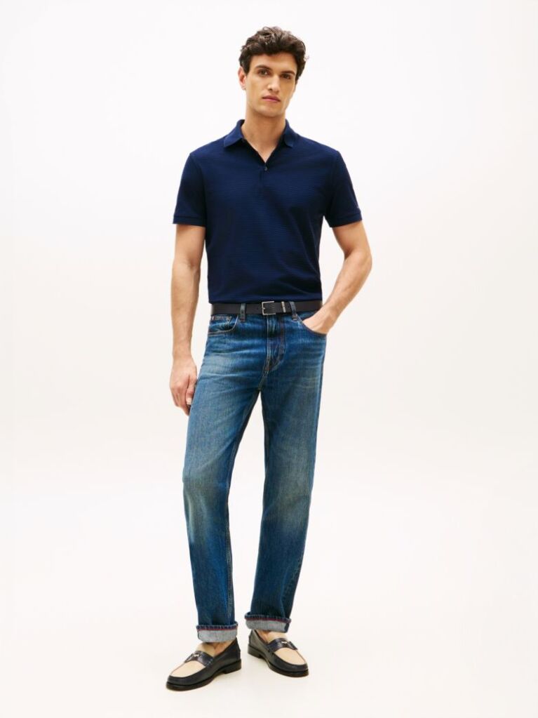 Blue Smart Casual Regular Fit Polo Shirt  Men