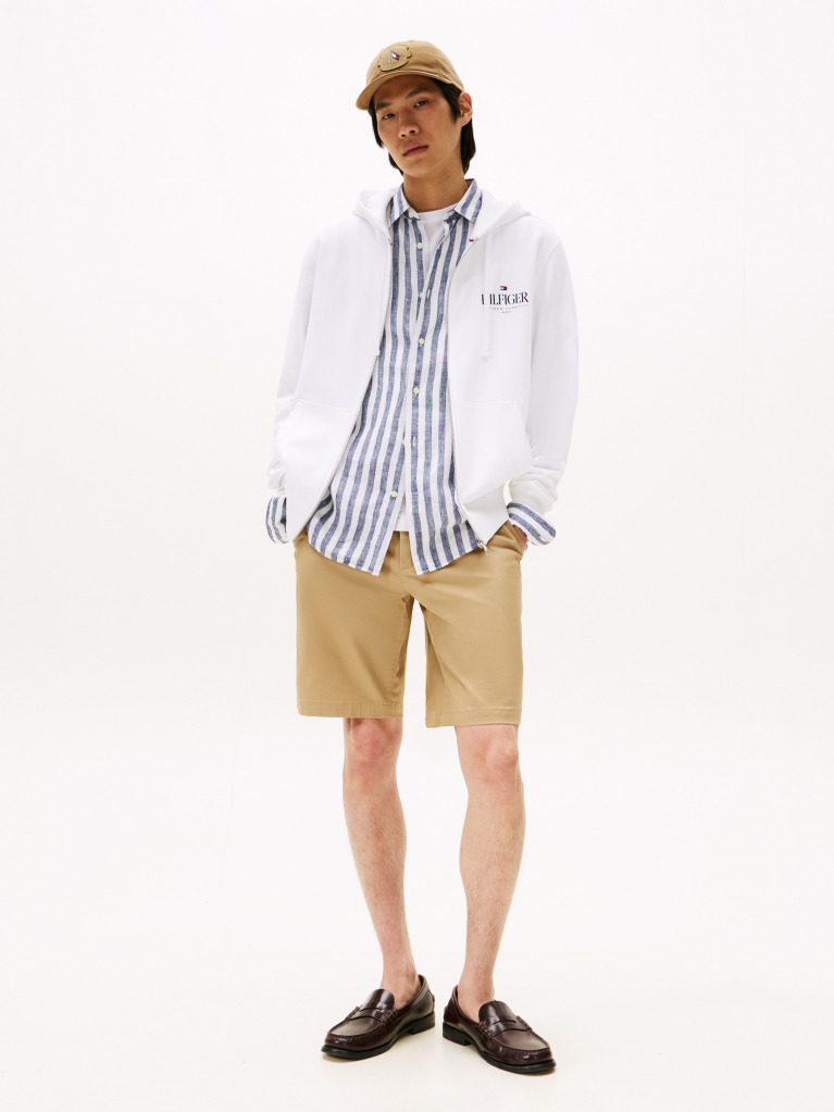 Άσπρο Hilfiger Hoodie Με Φερμουάρ  Άνδρες