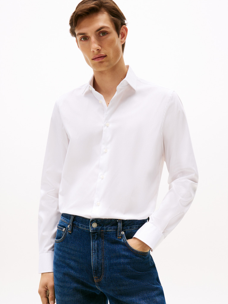 Άσπρο Smart Casual TH Flex Πουκάμισο Σε Slim Γραμμή  Άνδρες