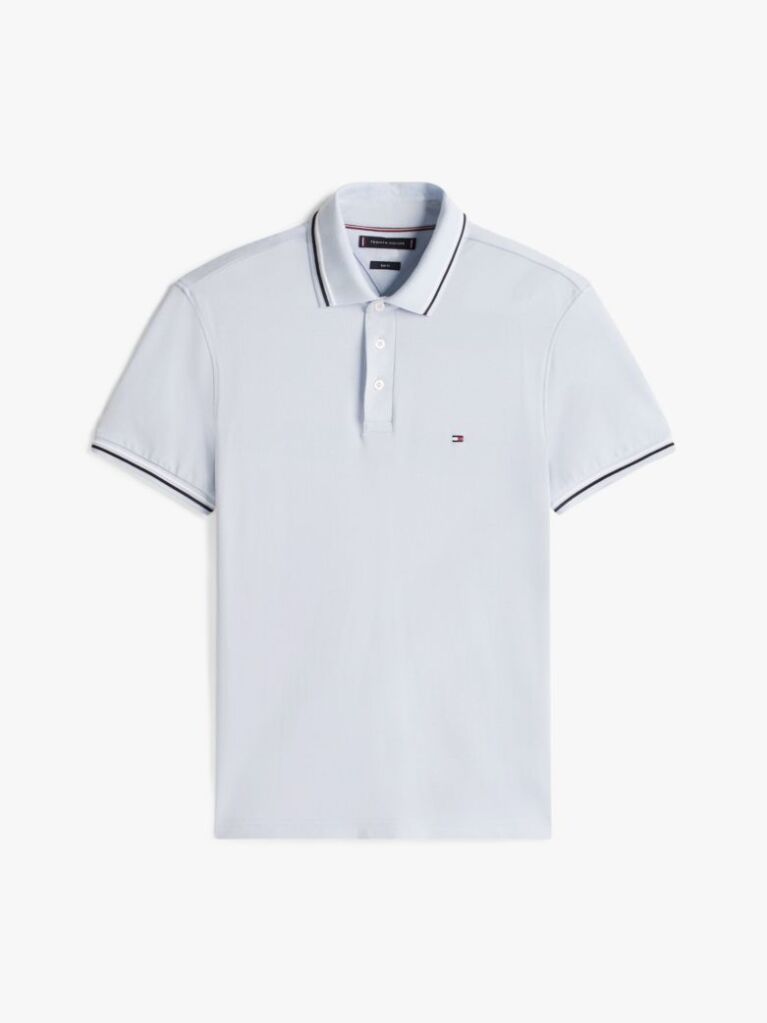 Blue Slim Fit Tipped Pique Polo Shirt  Men