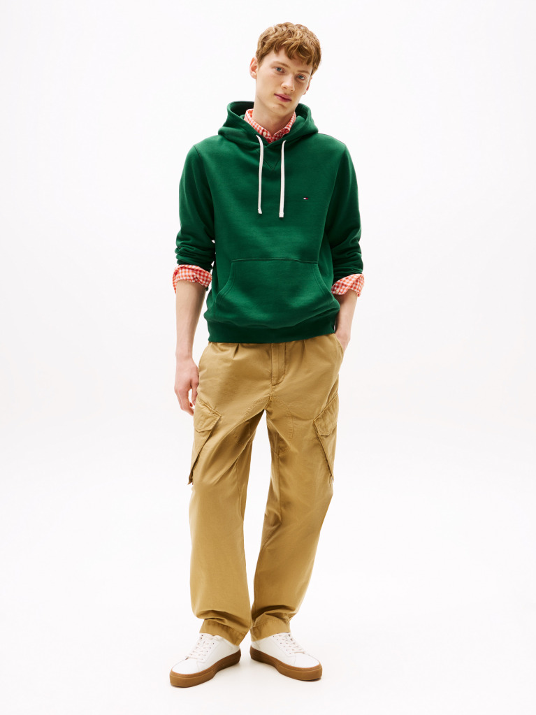Πράσινο Fleece Hoody Με Κεντητή Σημαία  Άνδρες
