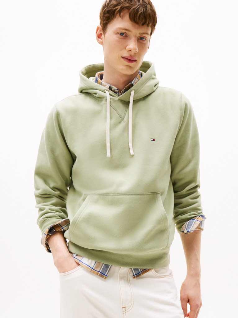 Πράσινο Fleece Hoody Με Κεντητή Σημαία  Άνδρες