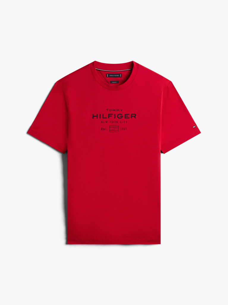 Κόκκινο T-Shirt Με Λογότυπο Και Κλασική Λαιμόκοψη  Άνδρες