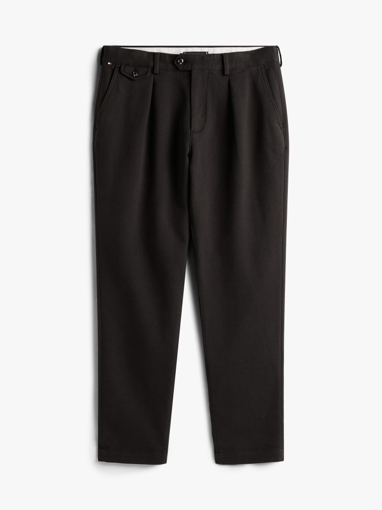 Μαύρο Harlem Πλισέ Παντελόνι Σε Tapered Γραμμή Από Twill  Άνδρες