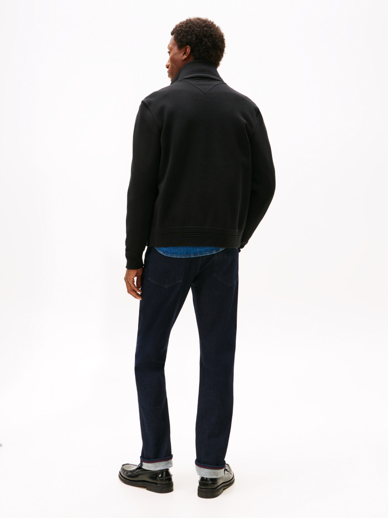 Μαύρο Smart Casual Τζάκετ Με Φερμουάρ Και Μίξη Υφών  Άνδρες