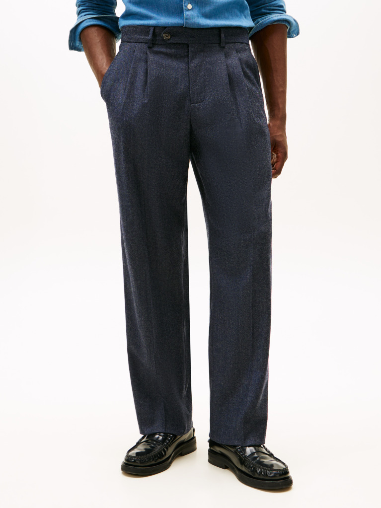 Μπλε Smart Casual Παντελόνι Με Μάλλινο Φινίρισμα  Άνδρες