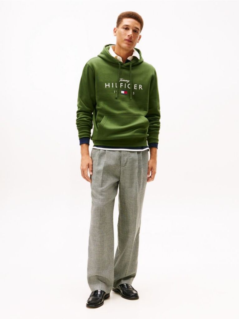 Πράσινο Flex Fleece Φούτερ Με Κουκούλα Και Λογότυπο  Άνδρες