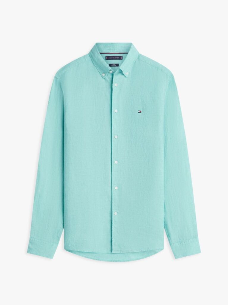 Blue Regular Fit Washed Pure Linen Shirt  Men