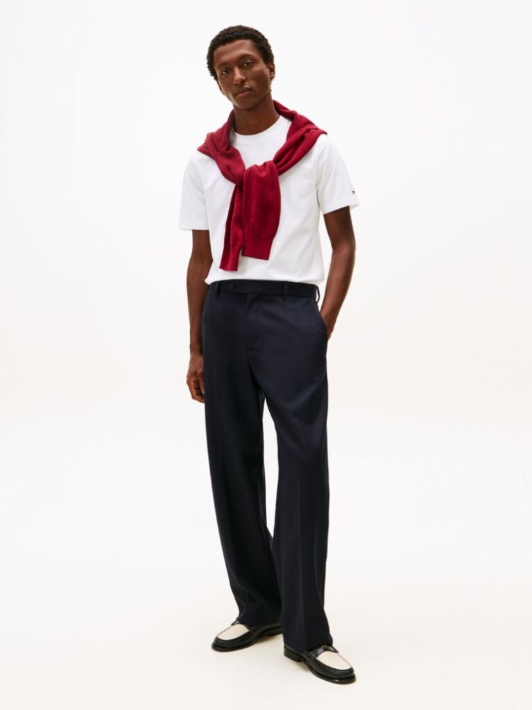 Άσπρο Smart Casual T-Shirt Με Κλασική Λαιμόκοψη  Άνδρες
