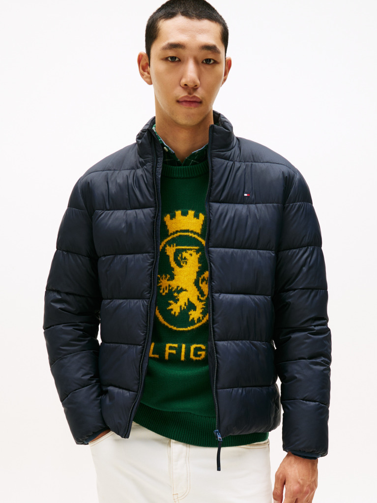 Blue Mid Weight Stand Collar Jacket  Men