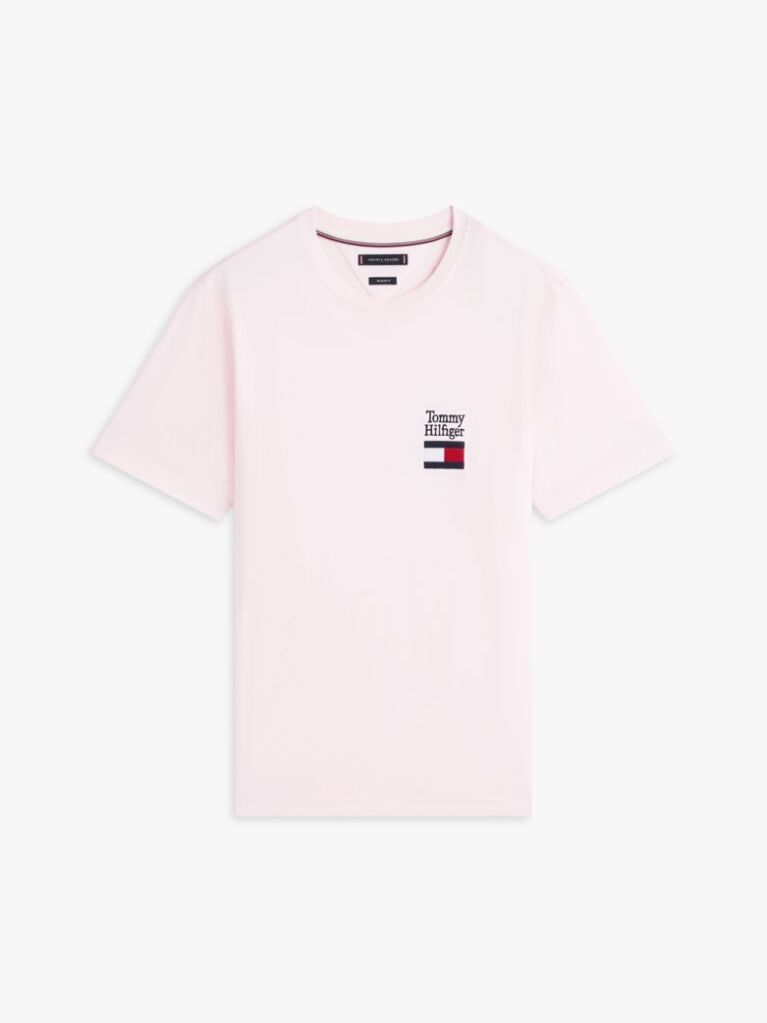 Ροζ T-Shirt Με Κλασική Λαιμόκοψη Και Λογότυπο  Άνδρες