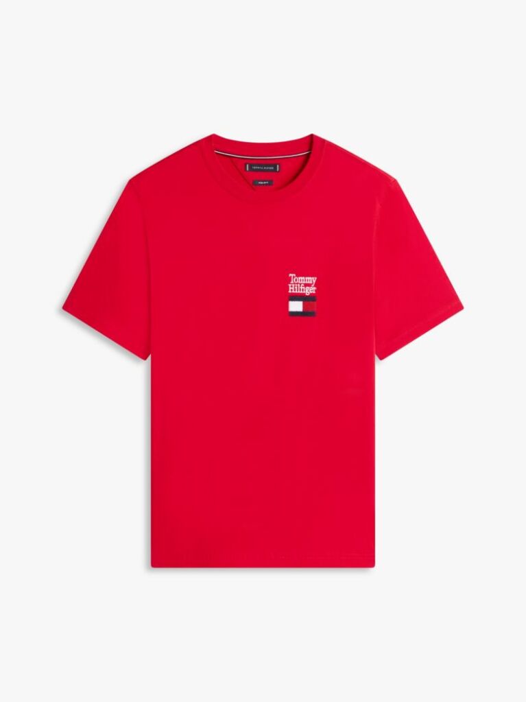 Κόκκινο T-Shirt Με Κλασική Λαιμόκοψη Και Λογότυπο  Άνδρες