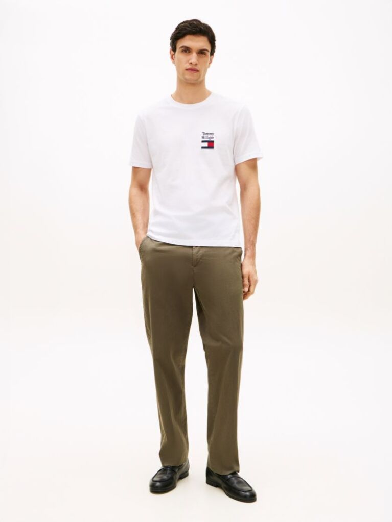 Άσπρο T-Shirt Με Κλασική Λαιμόκοψη Και Λογότυπο  Άνδρες