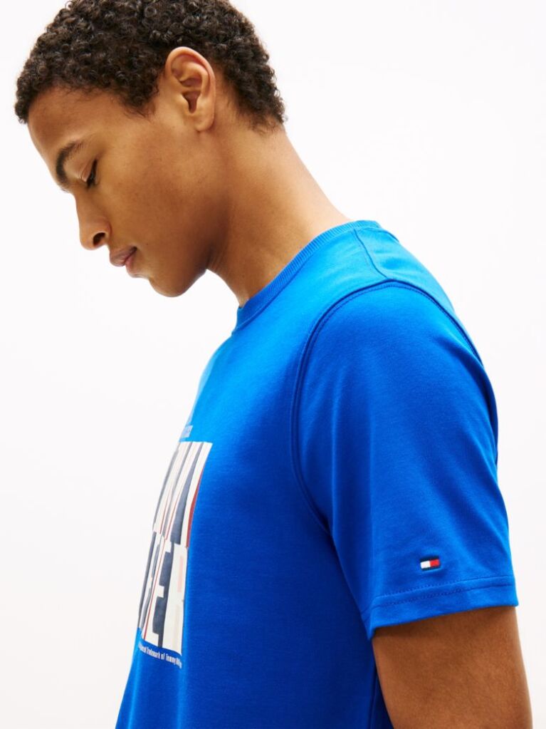 Μπλε T-Shirt Με Multicolour Λογότυπο Και Κλασική Λαιμόκοψη  Άνδρες