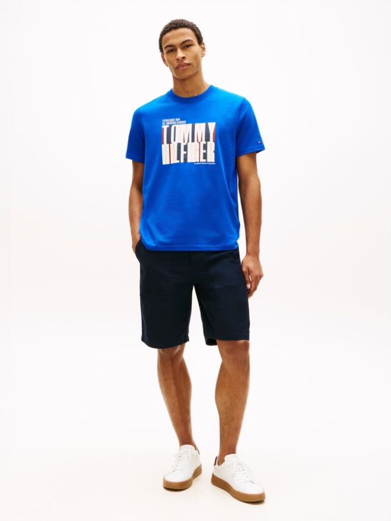 Μπλε T-Shirt Με Multicolour Λογότυπο Και Κλασική Λαιμόκοψη  Άνδρες