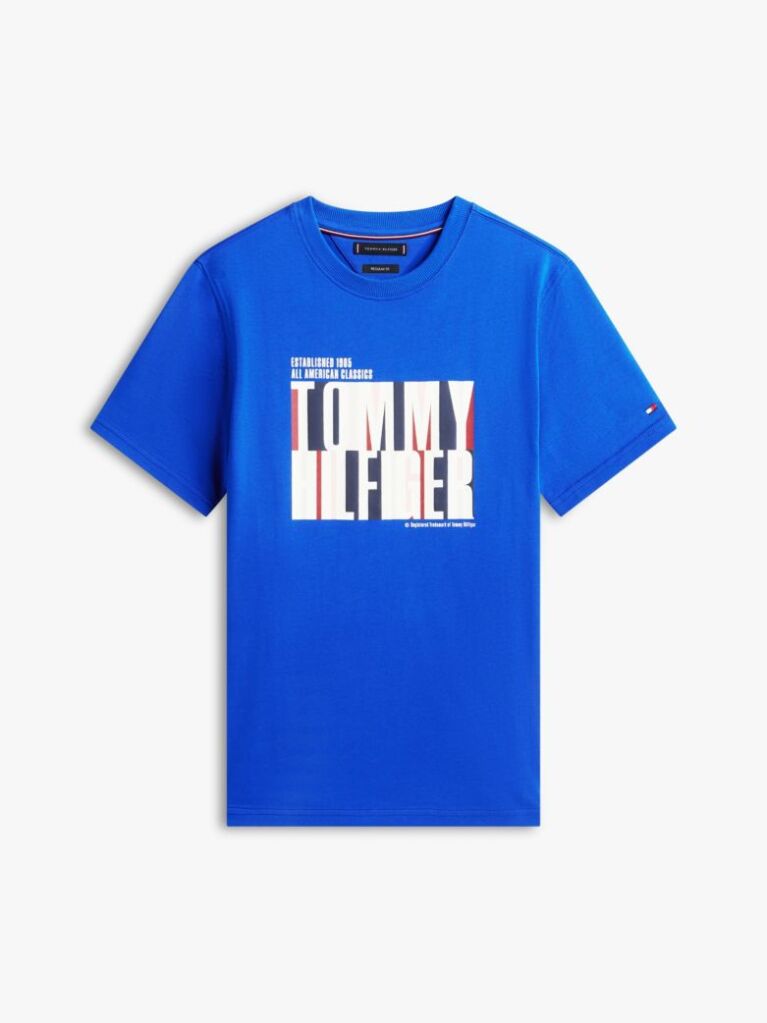 Μπλε T-Shirt Με Multicolour Λογότυπο Και Κλασική Λαιμόκοψη  Άνδρες