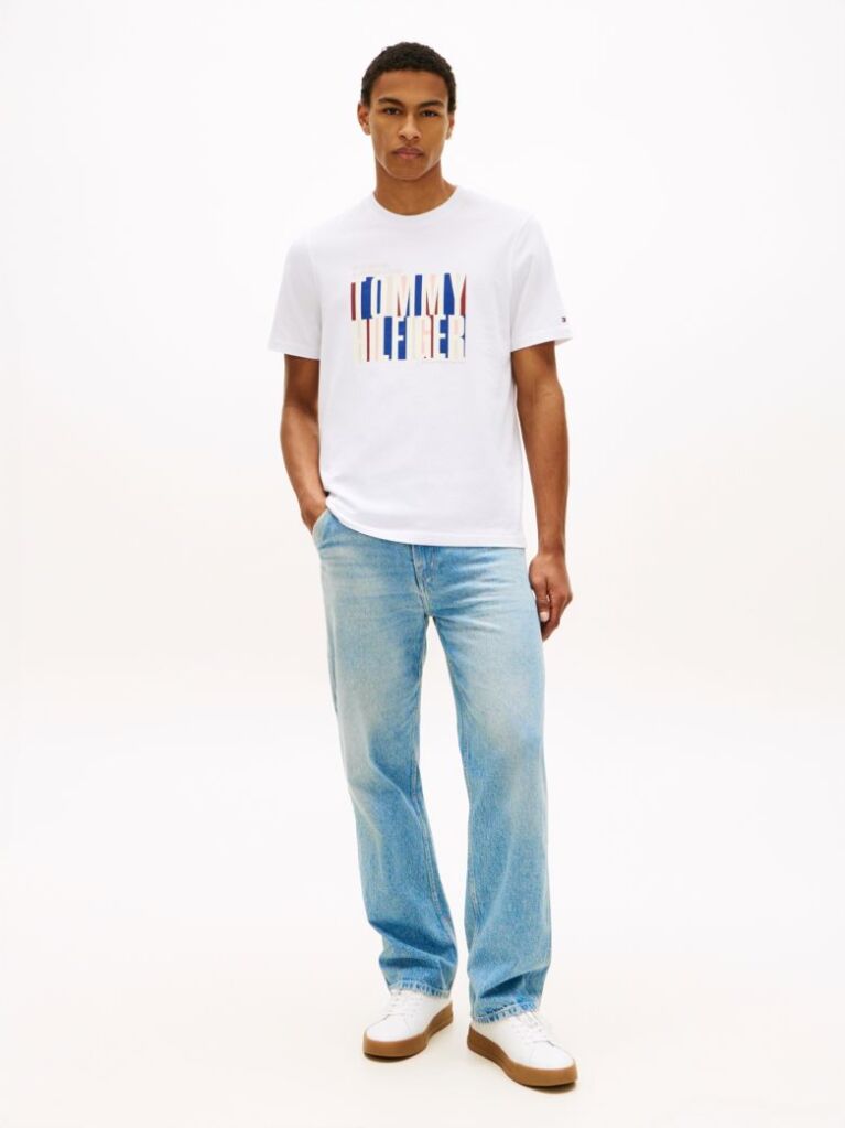 Άσπρο T-Shirt Με Multicolour Λογότυπο Και Κλασική Λαιμόκοψη  Άνδρες