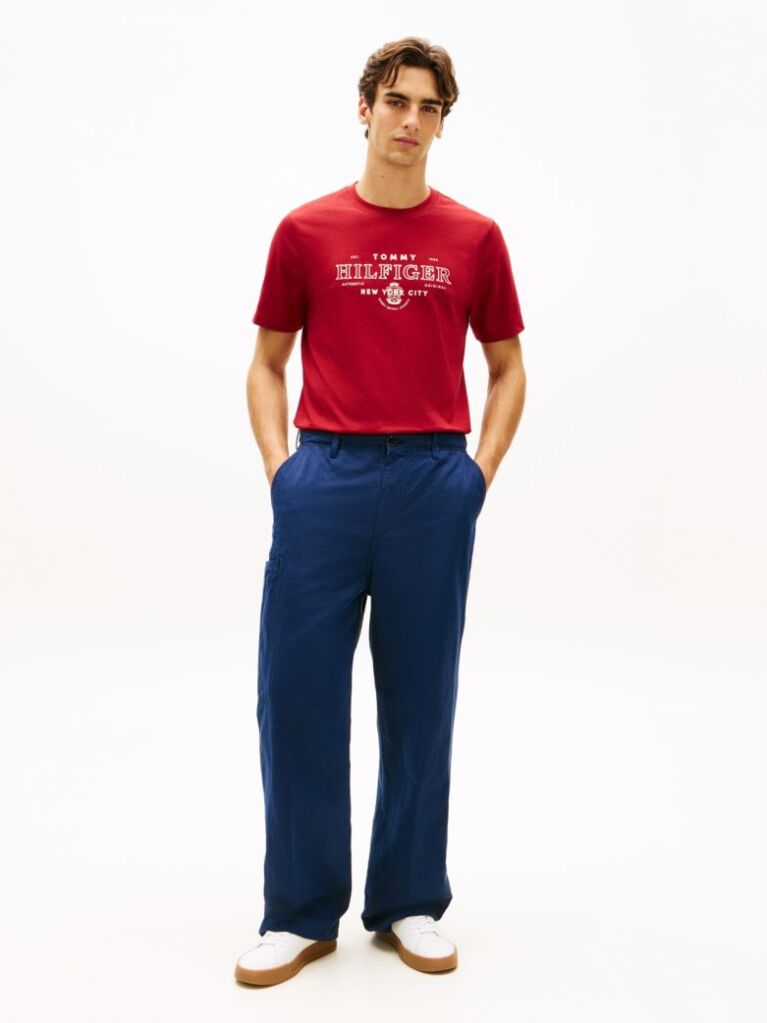 Κόκκινο T-Shirt Με Κλασική Λαιμόκοψη Και Heritage Σχέδιο  Άνδρες