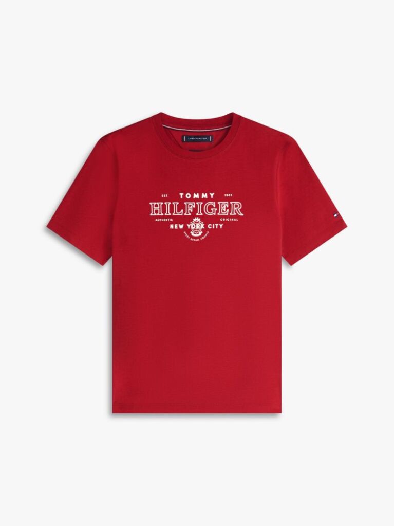 Κόκκινο T-Shirt Με Κλασική Λαιμόκοψη Και Heritage Σχέδιο  Άνδρες