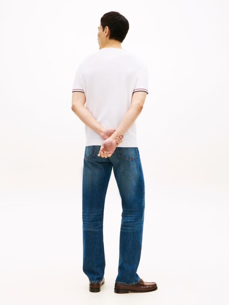 Άσπρο Smart Casual T-Shirt Με Λεπτή Πλέξη  Άνδρες