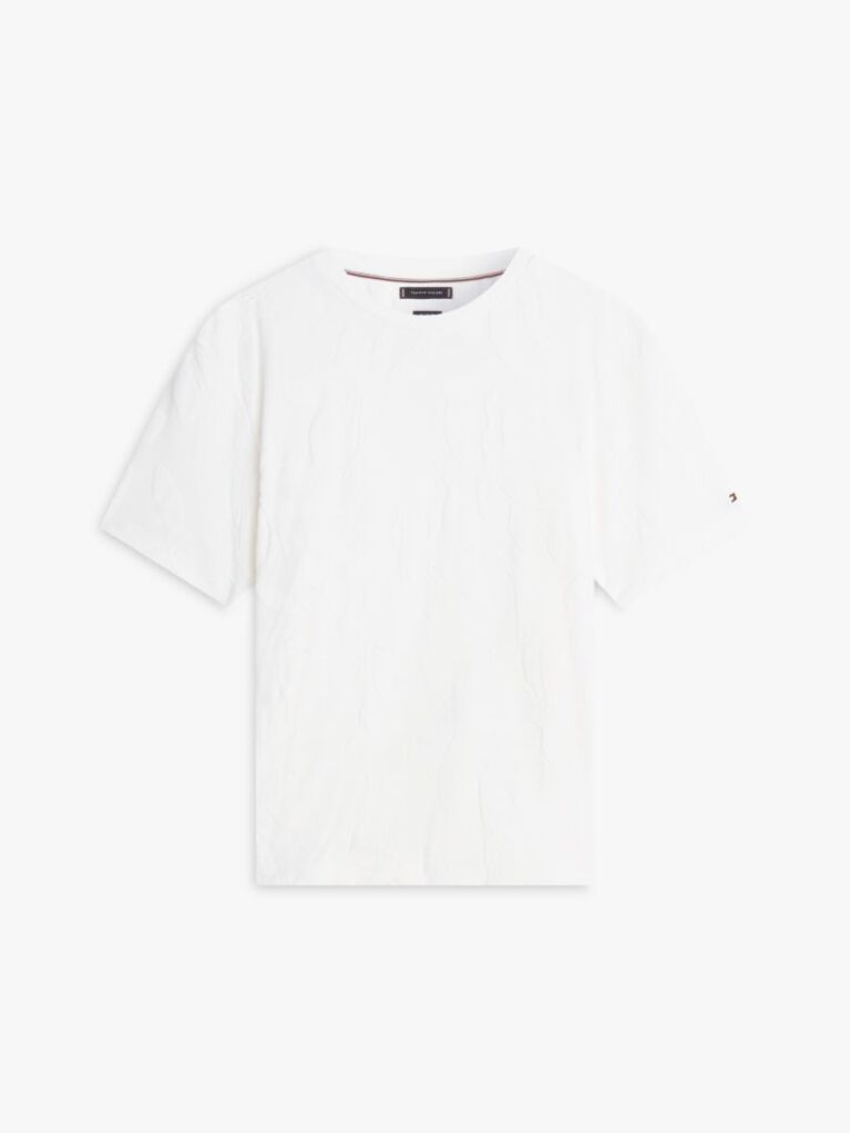 Άσπρο Άνετο T-Shirt Με Κλασική Λαιμόκοψη  Άνδρες