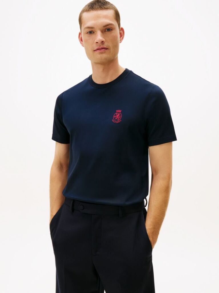 Μπλε TH Crest T-Shirt Πλεκτό Με Κέντημα  Άνδρες
