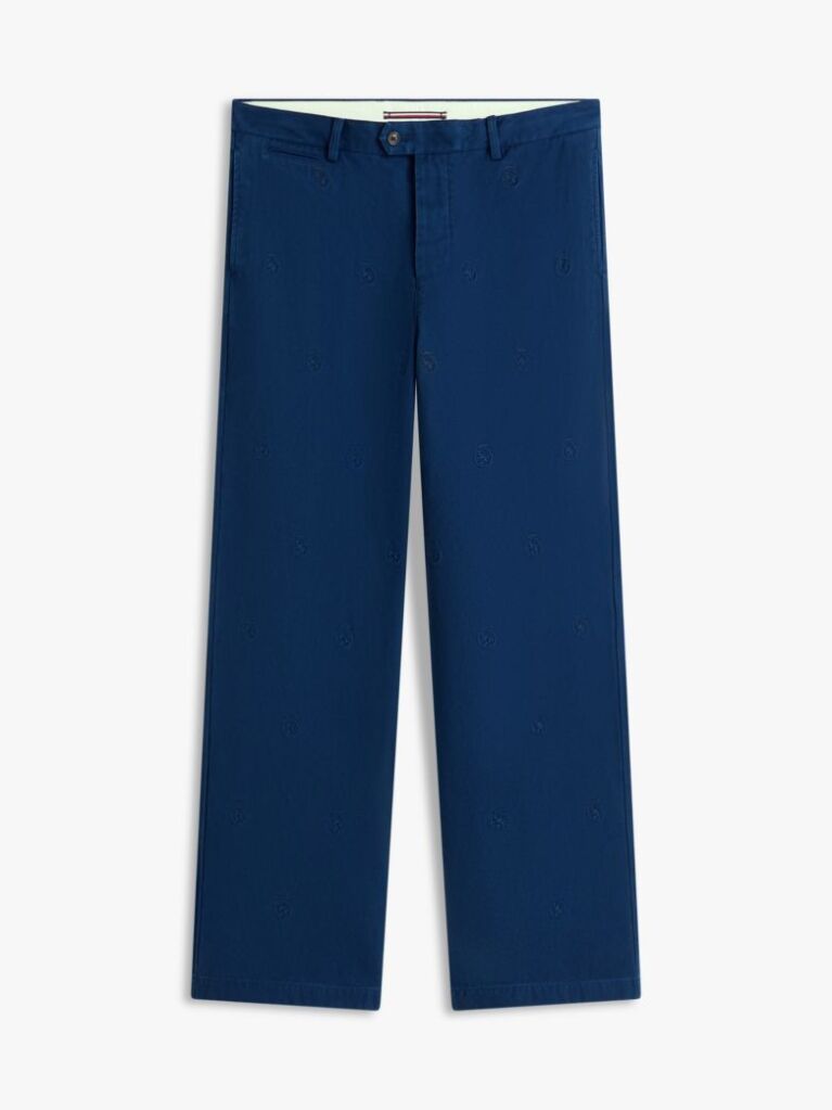 Μπλε Παντελόνι Chinos Σε Loose Γραμμή Με Κεντητό Οικόσημο  Άνδρες