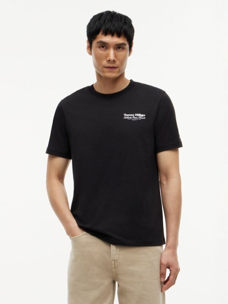 Μαύρο T-Shirt Με Κλασική Λαιμόκοψη Και Πίσω Σχέδιο  Άνδρες