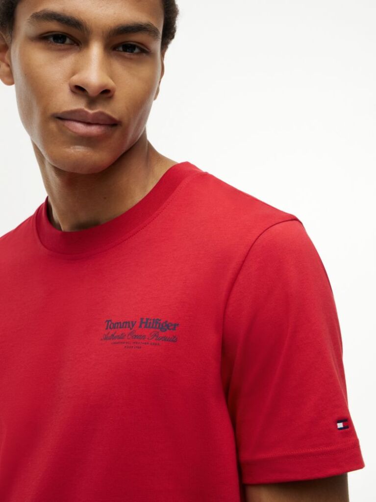 Κόκκινο T-Shirt Με Κλασική Λαιμόκοψη Και Πίσω Σχέδιο  Άνδρες
