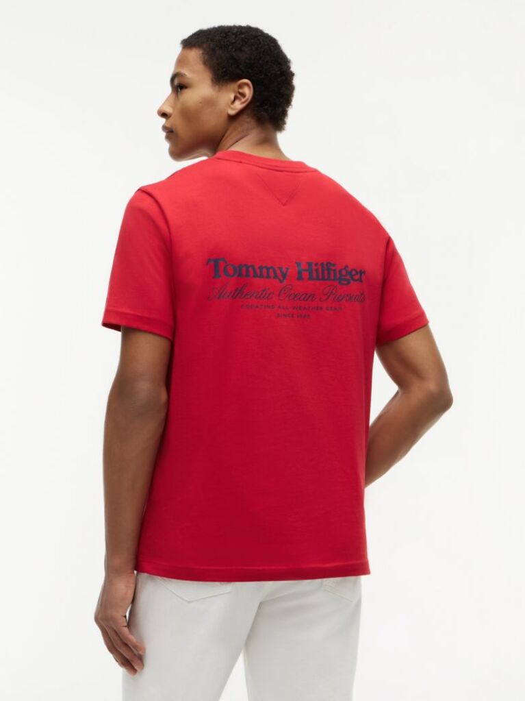 Κόκκινο T-Shirt Με Κλασική Λαιμόκοψη Και Πίσω Σχέδιο  Άνδρες