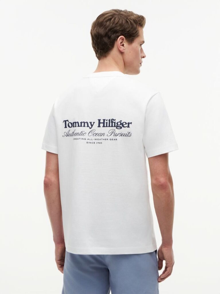Άσπρο T-Shirt Με Κλασική Λαιμόκοψη Και Πίσω Σχέδιο  Άνδρες