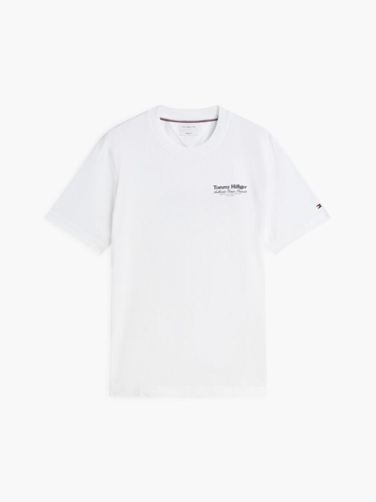 Άσπρο T-Shirt Με Κλασική Λαιμόκοψη Και Πίσω Σχέδιο  Άνδρες