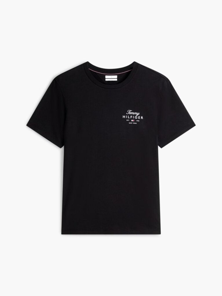 Μαύρο T-Shirt Με Κλασική Λαιμόκοψη Και Λογότυπο  Άνδρες