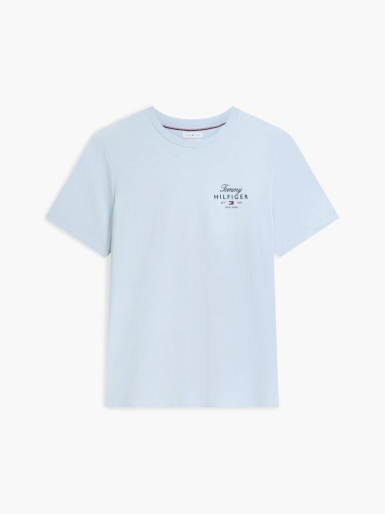 Μπλε T-Shirt Με Κλασική Λαιμόκοψη Και Λογότυπο  Άνδρες