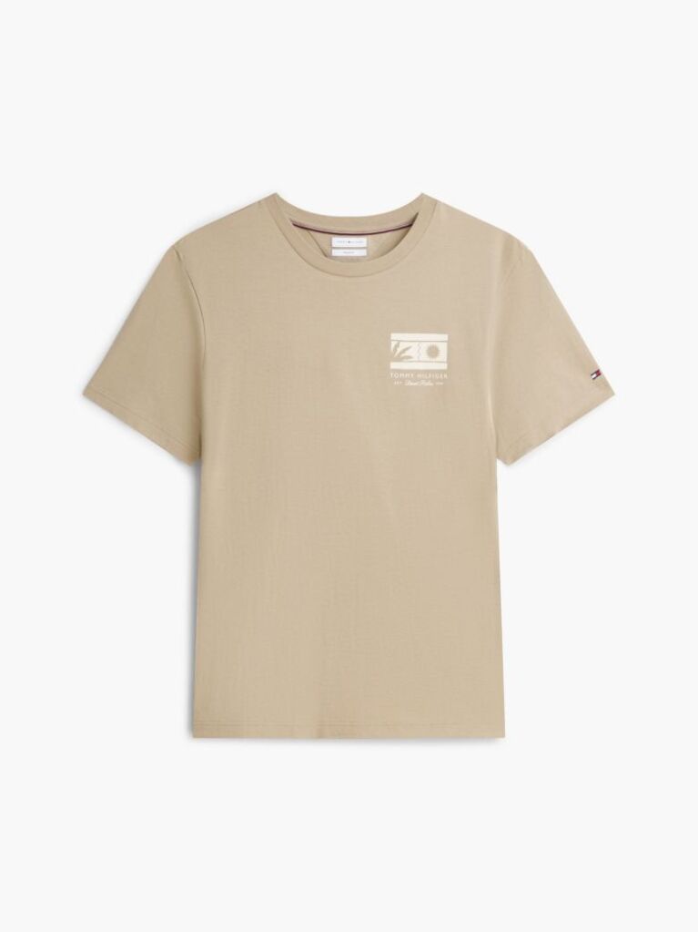 Μπεζ T-Shirt Με Λογότυπο Και Κλασική Λαιμόκοψη  Άνδρες