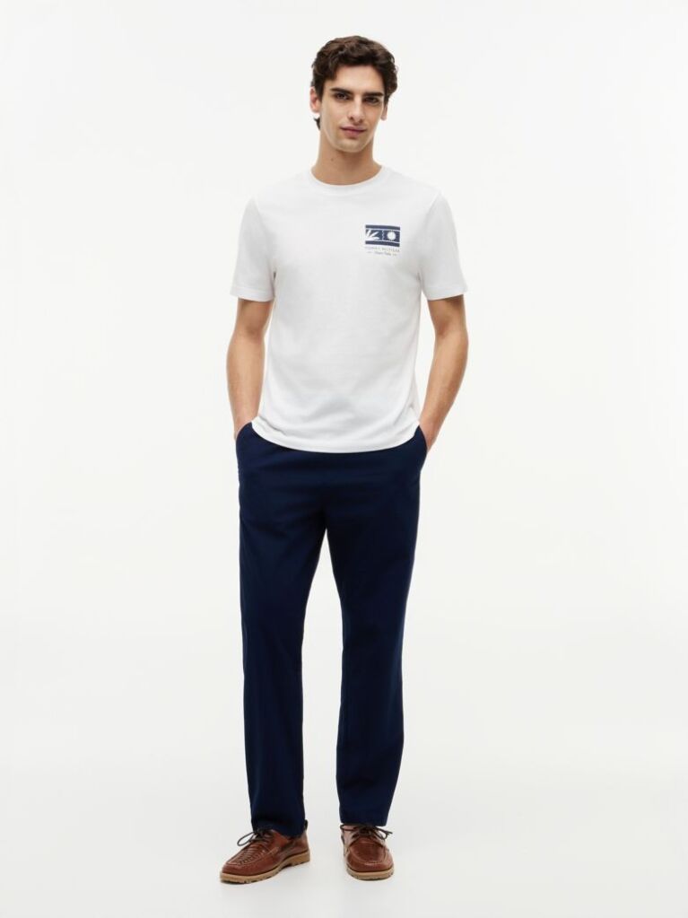 Άσπρο T-Shirt Με Λογότυπο Και Κλασική Λαιμόκοψη  Άνδρες