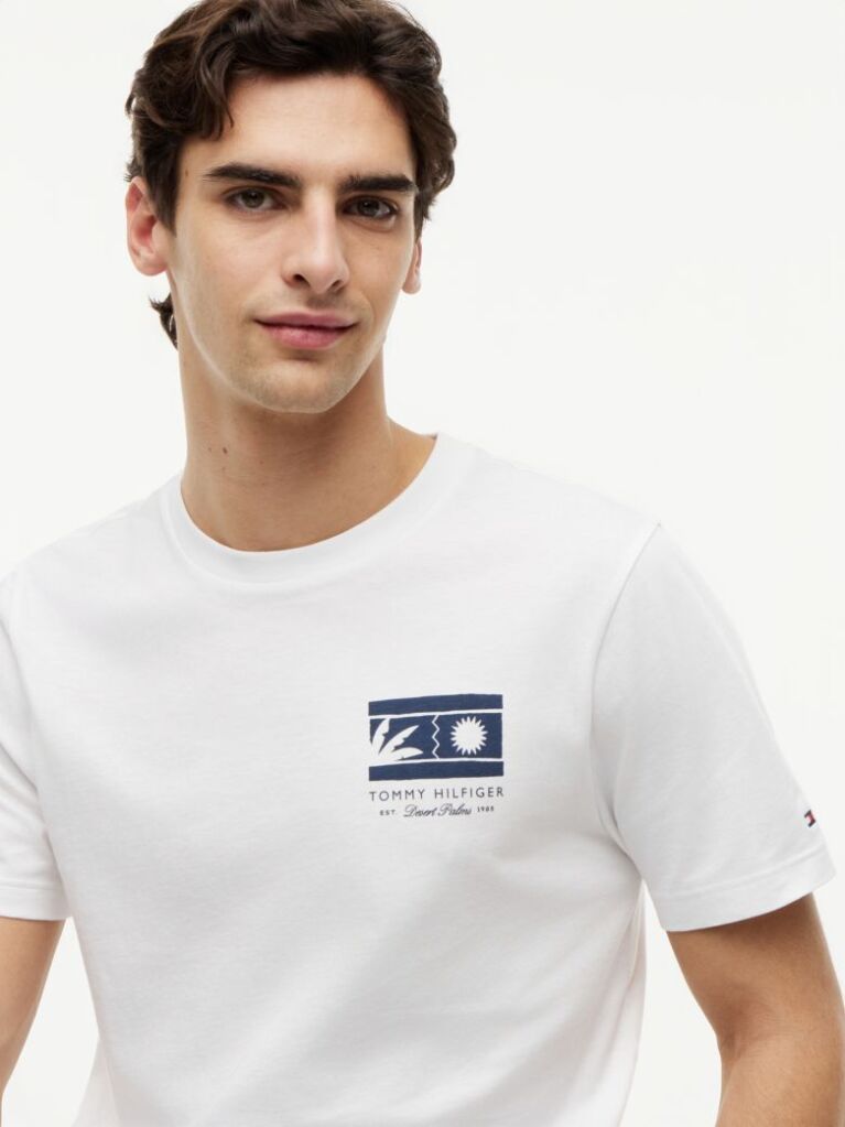 Άσπρο T-Shirt Με Λογότυπο Και Κλασική Λαιμόκοψη  Άνδρες