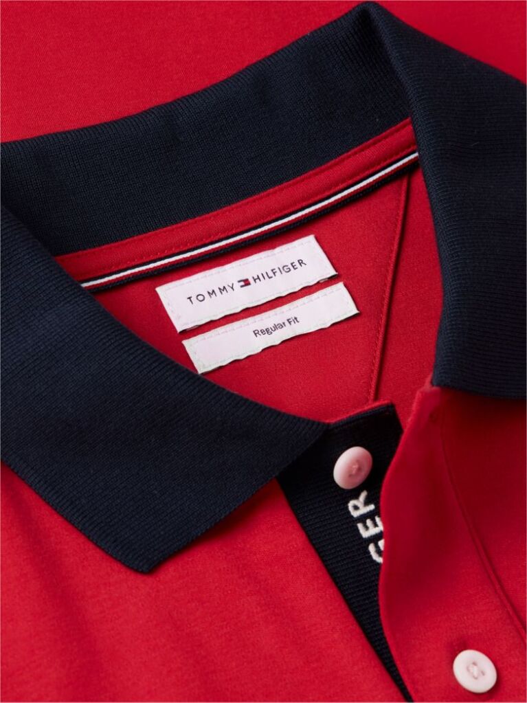 Red Regular Fit Interlock Contrast Polo Shirt  Men